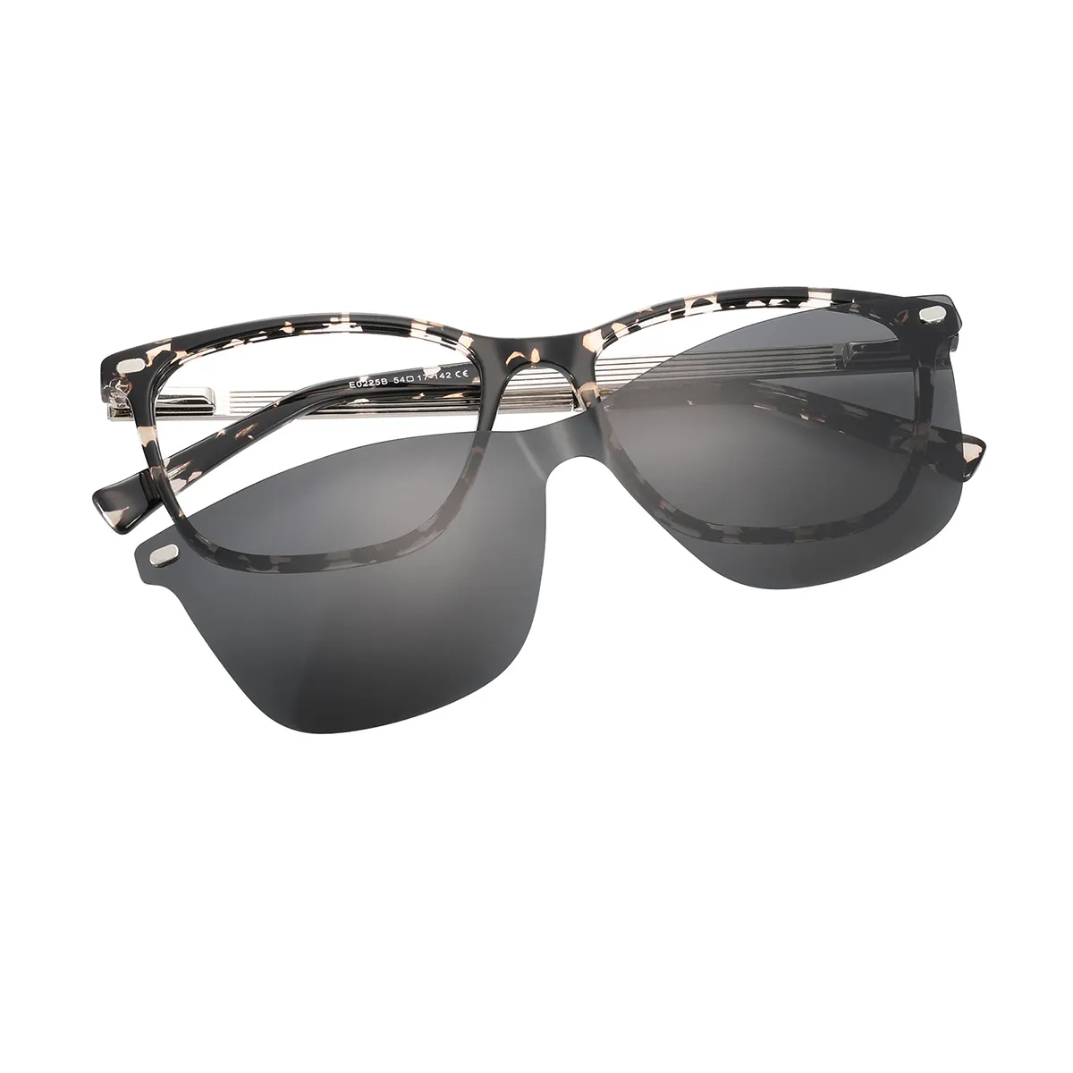 Fred - Square Clear-Demi Clip On Sunglasses for Men & Women - EFE